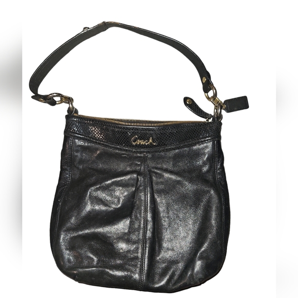 Coach Ashley Black Leather Shoulder Bag - Picture 1 of 13